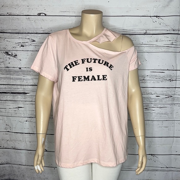 Livi Active Tops - LIVI Active NWT Size 18/20 Future is Female Cold Shoulder Knit Top Tee Shirt